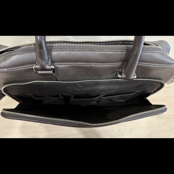 Coach Men - Dark Brown Leather Work Messenger Bag (like Prada Saffiano leather) - Picture 4 of 6